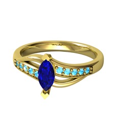 Riha Sonsuzluk Yüzük - Lab safir ve akuamarin 8 ayar altın yüzük #1ene3ry