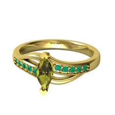 Riha Sonsuzluk Yüzük - Peridot ve kök zümrüt 18 ayar altın yüzük #1frrqdg