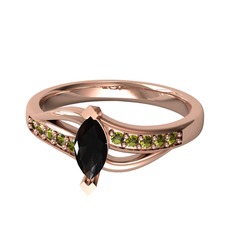 Riha Sonsuzluk Yüzük - Siyah zirkon ve peridot 8 ayar rose altın yüzük #1g6m0jb