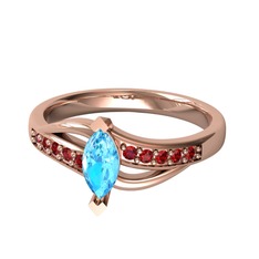 Riha Sonsuzluk Yüzük - Akuamarin ve garnet 925 ayar rose altın kaplama gümüş yüzük #1gc96fy