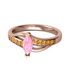 Riha Sonsuzluk Yüzük - Pembe kuvars ve sitrin 8 ayar rose altın yüzük #1gtglg2