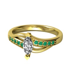 Riha Sonsuzluk Yüzük - Swarovski ve kök zümrüt 8 ayar altın yüzük #1hh4jiz