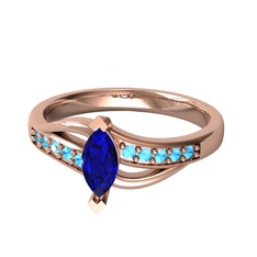 Riha Sonsuzluk Yüzük - Lab safir ve akuamarin 14 ayar rose altın yüzük #1jk1lwj