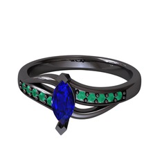 Riha Sonsuzluk Yüzük - Lab safir ve kök zümrüt 925 ayar siyah rodyum kaplama gümüş yüzük #1jm5ot6