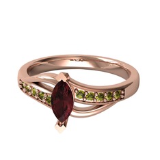 Kök yakut ve peridot 18 ayar rose altın yüzük
