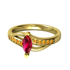 Riha Sonsuzluk Yüzük - Rodolit garnet ve sitrin 18 ayar altın yüzük #1jst0x4
