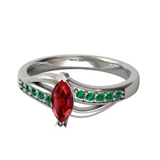 Garnet ve yeşil kuvars 925 ayar gümüş yüzük