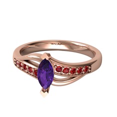 Riha Sonsuzluk Yüzük - Ametist ve garnet 8 ayar rose altın yüzük #1ka5w26