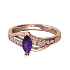 Riha Sonsuzluk Yüzük - Ametist ve swarovski 8 ayar rose altın yüzük #1kmqki