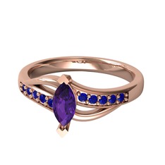 Riha Sonsuzluk Yüzük - Ametist ve lab safir 8 ayar rose altın yüzük #1n40nwc