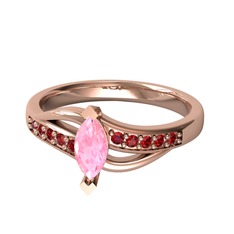 Riha Sonsuzluk Yüzük - Pembe kuvars ve garnet 8 ayar rose altın yüzük #1nv832u