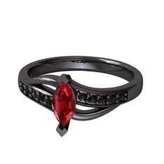 Riha Sonsuzluk Yüzük - Garnet ve siyah zirkon 925 ayar siyah rodyum kaplama gümüş yüzük #1obrkfp