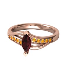 Riha Sonsuzluk Yüzük - Kök yakut ve sitrin 925 ayar rose altın kaplama gümüş yüzük #1ojnovj
