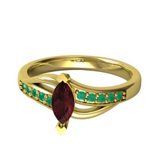 Riha Sonsuzluk Yüzük - Kök yakut ve kök zümrüt 18 ayar altın yüzük #1orb1ay