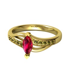 Riha Sonsuzluk Yüzük - Rodolit garnet ve peridot 8 ayar altın yüzük #1p8sdno