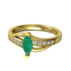 Riha Sonsuzluk Yüzük - Kök zümrüt ve beyaz zirkon 925 ayar altın kaplama gümüş yüzük #1p9zmt2