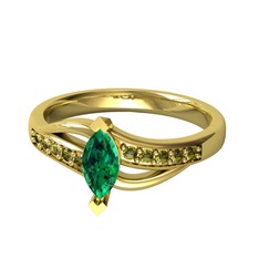 Yeşil kuvars ve peridot 8 ayar altın yüzük