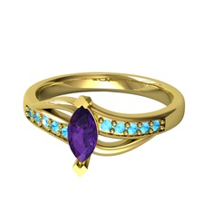 Riha Sonsuzluk Yüzük - Ametist ve akuamarin 8 ayar altın yüzük #1poocw