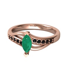 Riha Sonsuzluk Yüzük - Kök zümrüt ve siyah zirkon 18 ayar rose altın yüzük #1qcfsmp
