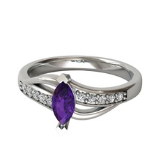 Riha Sonsuzluk Yüzük - Ametist ve swarovski 14 ayar beyaz altın yüzük #1qq7ax1