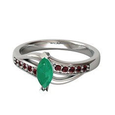 Riha Sonsuzluk Yüzük - Kök zümrüt ve kök yakut 925 ayar gümüş yüzük #1r995as