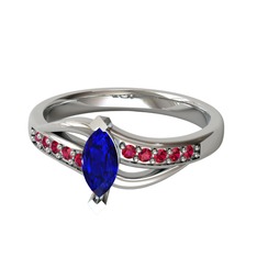 Riha Sonsuzluk Yüzük - Lab safir ve rodolit garnet 18 ayar beyaz altın yüzük #1ra5tjx