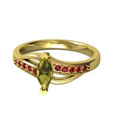 Riha Sonsuzluk Yüzük - Peridot ve garnet 8 ayar altın yüzük #1rhmwjc