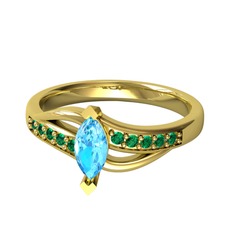 Riha Sonsuzluk Yüzük - Akuamarin ve yeşil kuvars 18 ayar altın yüzük #1s0dk8m