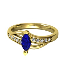 Riha Sonsuzluk Yüzük - Lab safir ve swarovski 925 ayar altın kaplama gümüş yüzük #1s9s5td