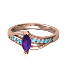 Riha Sonsuzluk Yüzük - Ametist ve akuamarin 8 ayar rose altın yüzük #1seqcfw