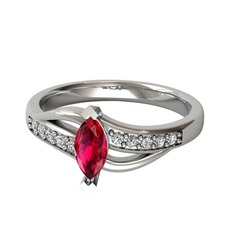 Riha Sonsuzluk Yüzük - Rodolit garnet ve swarovski 14 ayar beyaz altın yüzük #1sm2jd0