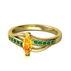 Riha Sonsuzluk Yüzük - Sitrin ve yeşil kuvars 18 ayar altın yüzük #1th2vfm