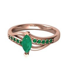 Riha Sonsuzluk Yüzük - Kök zümrüt ve yeşil kuvars 925 ayar rose altın kaplama gümüş yüzük #1tupy59