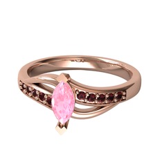 Riha Sonsuzluk Yüzük - Pembe kuvars ve kök yakut 18 ayar rose altın yüzük #1u1mt2y