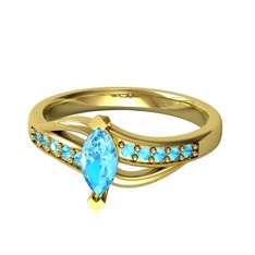 Riha Sonsuzluk Yüzük - Akuamarin 14 ayar altın yüzük #1u3bdlv