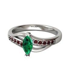 Riha Sonsuzluk Yüzük - Yeşil kuvars ve kök yakut 8 ayar beyaz altın yüzük #1ul6mh7