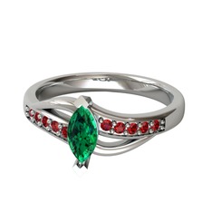 Riha Sonsuzluk Yüzük - Yeşil kuvars ve garnet 8 ayar beyaz altın yüzük #1um0uez