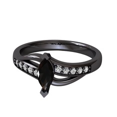 Riha Sonsuzluk Yüzük - Siyah zirkon ve swarovski 925 ayar siyah rodyum kaplama gümüş yüzük #1v1xpv7