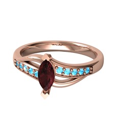 Riha Sonsuzluk Yüzük - Kök yakut ve akuamarin 8 ayar rose altın yüzük #1vuodq1