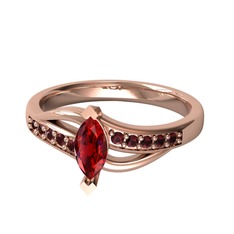 Garnet ve kök yakut 925 ayar rose altın kaplama gümüş yüzük