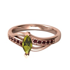 Riha Sonsuzluk Yüzük - Peridot ve kök yakut 14 ayar rose altın yüzük #1y8r0ef