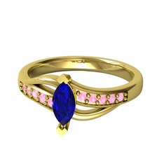 Lab safir ve pembe kuvars 8 ayar altın yüzük