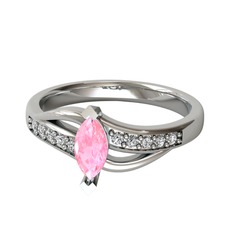 Riha Sonsuzluk Yüzük - Pembe kuvars ve swarovski 925 ayar gümüş yüzük #1yycq46