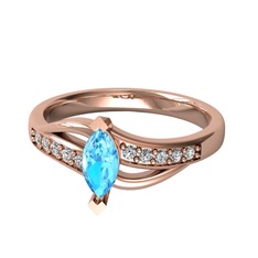 Riha Sonsuzluk Yüzük - Akuamarin ve swarovski 8 ayar rose altın yüzük #30ewgd