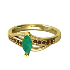 Riha Sonsuzluk Yüzük - Kök zümrüt ve dumanlı kuvars 18 ayar altın yüzük #3o43pp