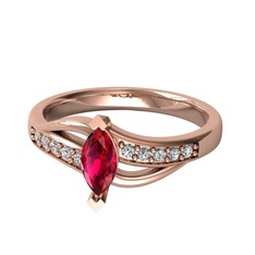 Rodolit garnet ve swarovski 8 ayar rose altın yüzük