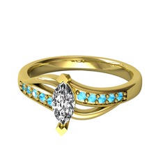 Riha Sonsuzluk Yüzük - Swarovski ve akuamarin 8 ayar altın yüzük #4injro
