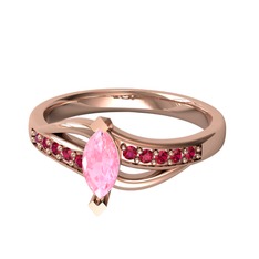 Riha Sonsuzluk Yüzük - Pembe kuvars ve rodolit garnet 18 ayar rose altın yüzük #501lme