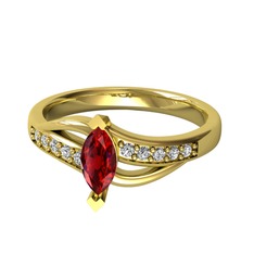 Riha Sonsuzluk Yüzük - Garnet ve swarovski 925 ayar altın kaplama gümüş yüzük #5o5k9d