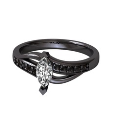 Riha Sonsuzluk Yüzük - Swarovski ve siyah zirkon 925 ayar siyah rodyum kaplama gümüş yüzük #5vj14d